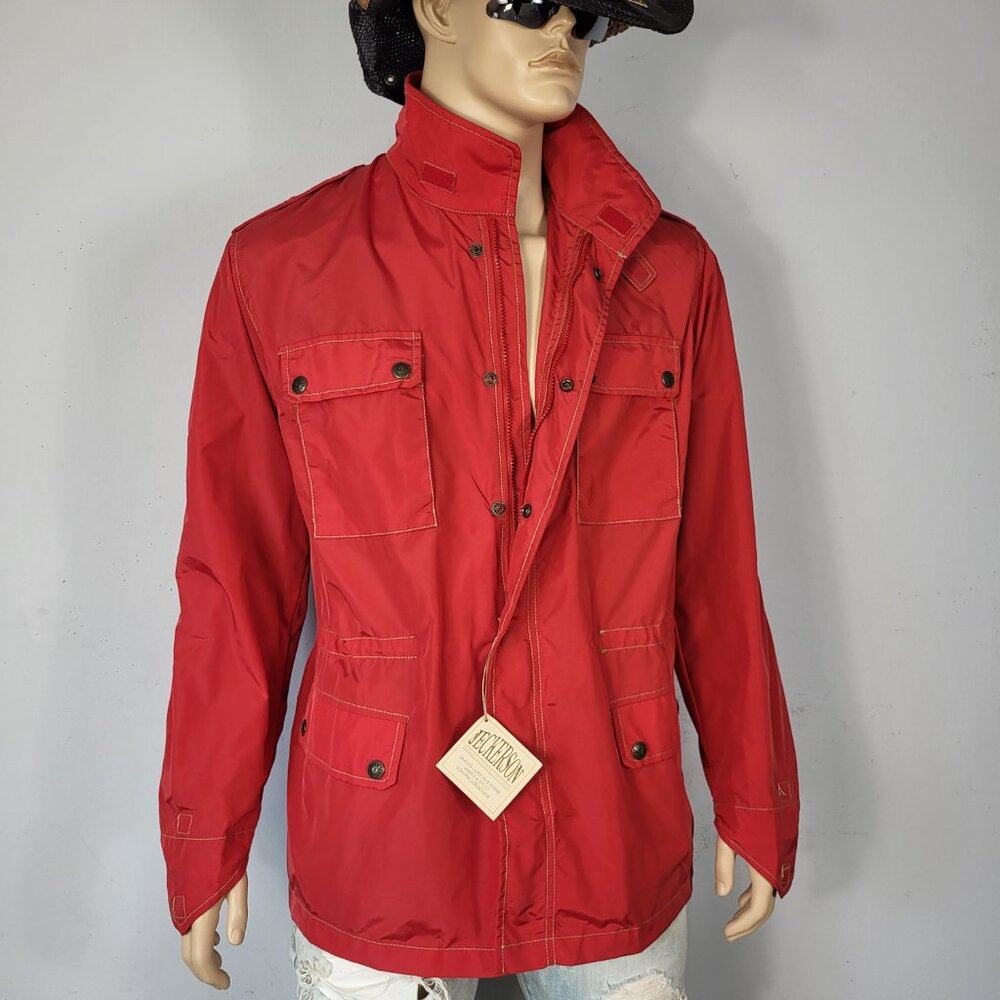 NWT~$285~JECKERSON~S/M~MADE IN ITALY~RED MILITARY CARGO ANORAK COAT JACKET PARKA